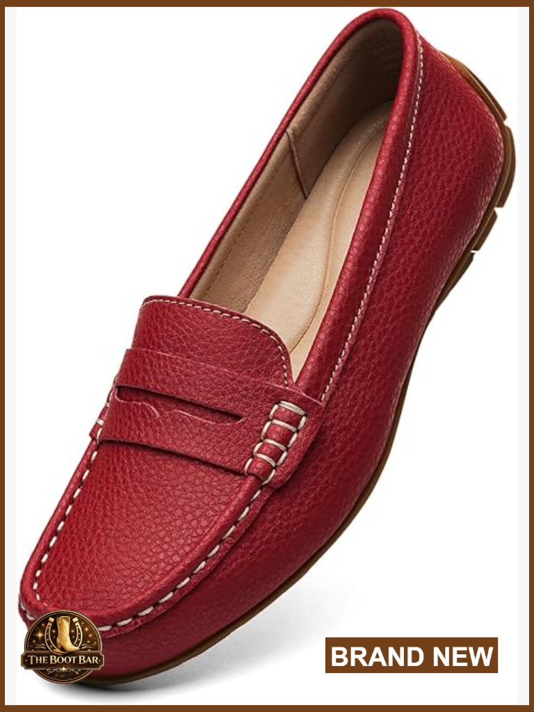 Women's Leather Penny Loafers Slip-Ons Business Casual Dress Flats Walking Shoes